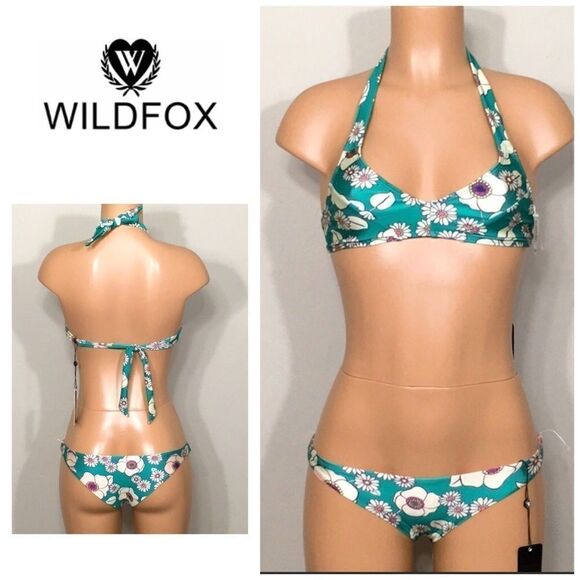 WILDFOX 60’s Brazilian floral reversible bikini. S-top/L-bottoms - Picture 1 of 9